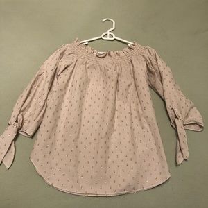 Michael Kors Off Shoulder Blouse With Gold Flake Like  Designs